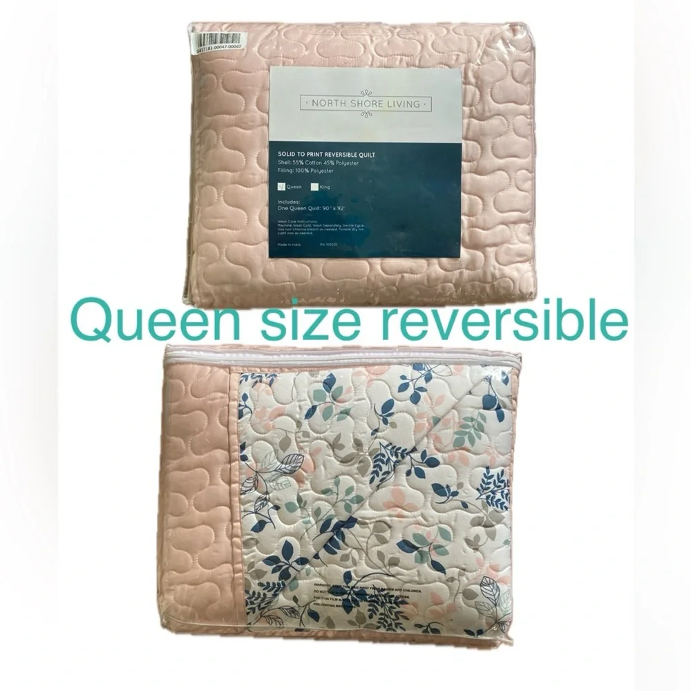 QUEEN quilt comforter NEW solid to print pink floral ❌cannot bundle❌